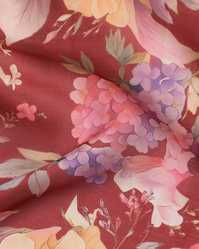 Rust Red Synthetic Satin Fabric 110cm