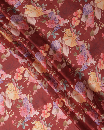 Rust Red Synthetic Satin Fabric 110cm
