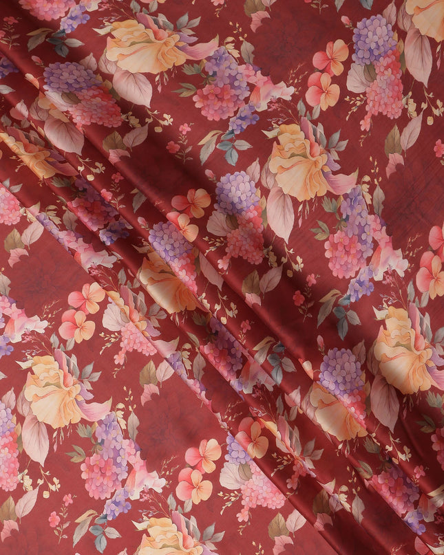 Rust Red Synthetic Satin Fabric 110cm