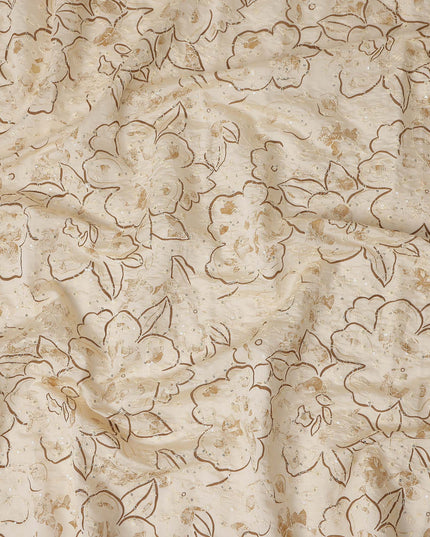 Ivory Gold Cotton Voile Fabric 110cm | Regal Fabrics