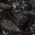 Black Multicolor Floral Cotton Lawn Fabric 110cm