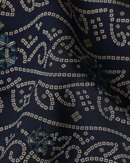 Navy Blue Paisley Cotton Lawn Fabric 110cm