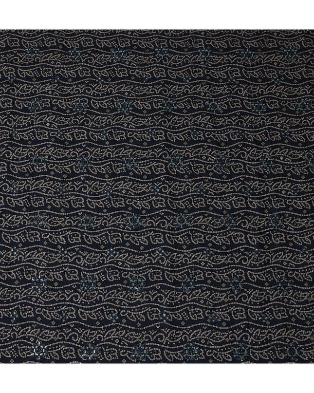 Navy Blue Paisley Cotton Lawn Fabric 110cm