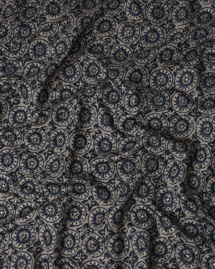 Graphite Grey Geometric Cotton Lawn Fabric 110cm