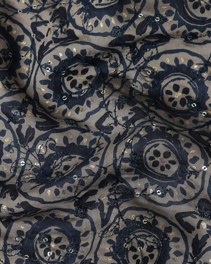 Graphite Grey Geometric Cotton Lawn Fabric 110cm