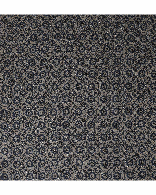Graphite Grey Geometric Cotton Lawn Fabric 110cm