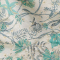 Teal Green Floral Cotton Lawn Fabric 110cm