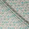 Teal Green Floral Cotton Lawn Fabric 110cm