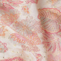 Coral Pink Floral Cotton Lawn Fabric 110cm
