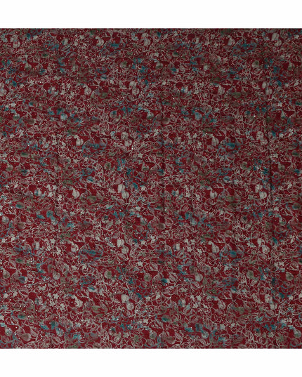 Crimson Red Floral Cotton Lawn Fabric 110cm