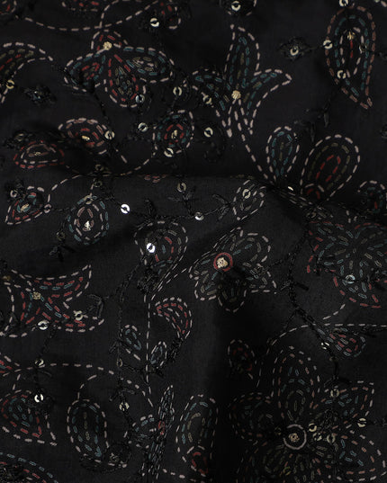 Jet Black Cotton Voile Fabric 110cm | Regal Fabrics