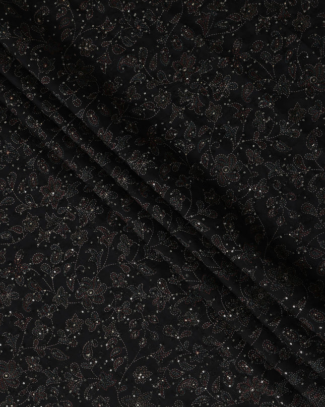 Jet Black Cotton Voile Fabric 110cm | Regal Fabrics