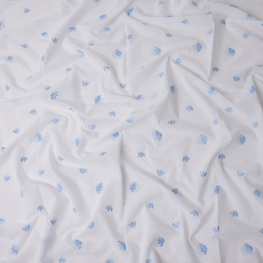 Sky Blue White Swiss Thobe Fabric 140cm | Regal