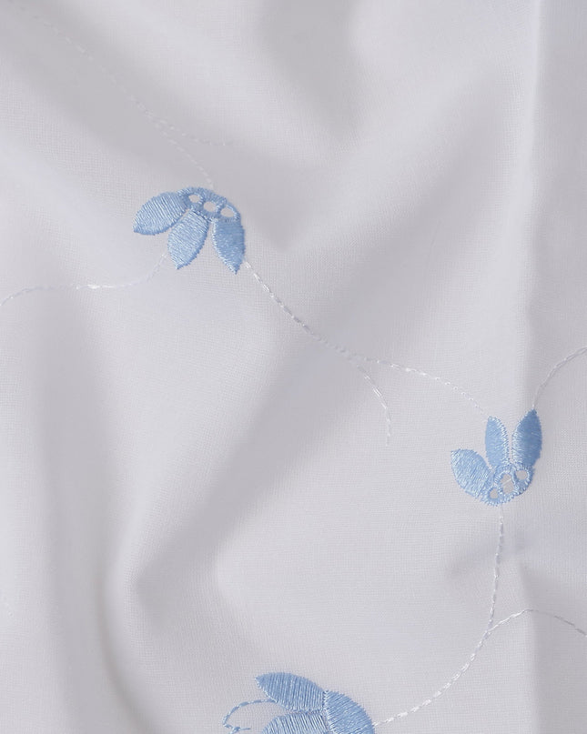 Sky Blue White Swiss Thobe Fabric 140cm | Regal