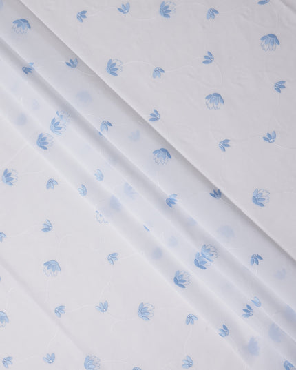 Sky Blue White Swiss Thobe Fabric 140cm | Regal