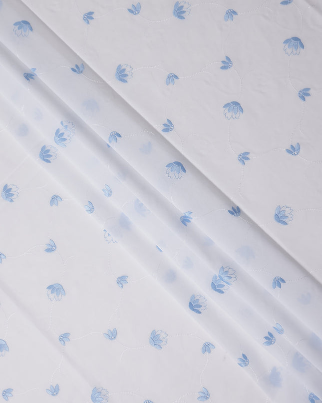 Sky Blue White Swiss Thobe Fabric 140cm | Regal