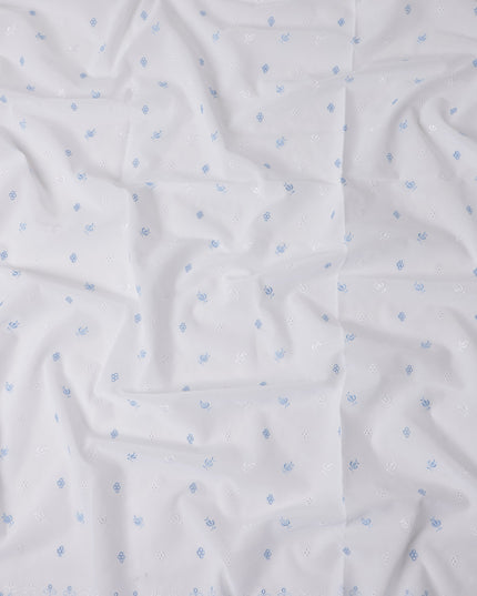 Powder Blue White Swiss Thobe Fabric 140cm | Regal