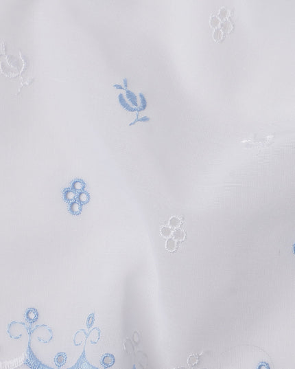 Powder Blue White Swiss Thobe Fabric 140cm | Regal