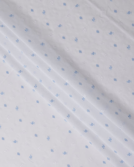 Powder Blue White Swiss Thobe Fabric 140cm | Regal