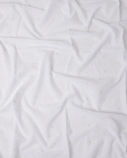 Mint Leaf White Swiss Thobe Fabric 140cm | Regal