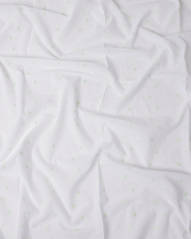 Mint Leaf White Swiss Thobe Fabric 140cm | Regal