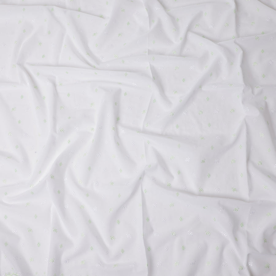 Mint Leaf White Swiss Thobe Fabric 140cm | Regal