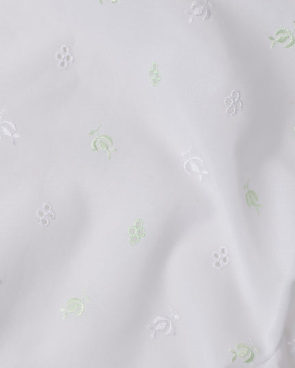 Mint Leaf White Swiss Thobe Fabric 140cm | Regal
