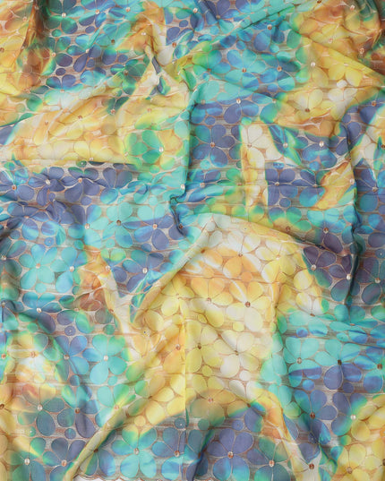 Multicolor Stained-Glass Swiss Voile Sudanese Thobe Fabric