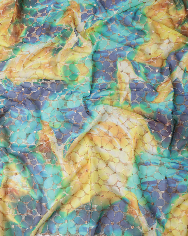 Multicolor Stained-Glass Swiss Voile Sudanese Thobe Fabric