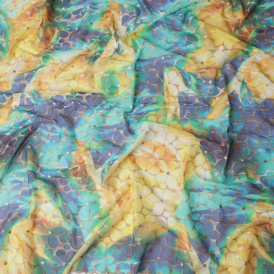 Multicolor Stained-Glass Swiss Voile Sudanese Thobe Fabric
