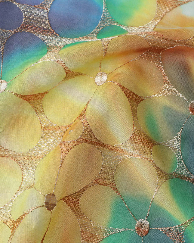 Multicolor Stained-Glass Swiss Voile Sudanese Thobe Fabric