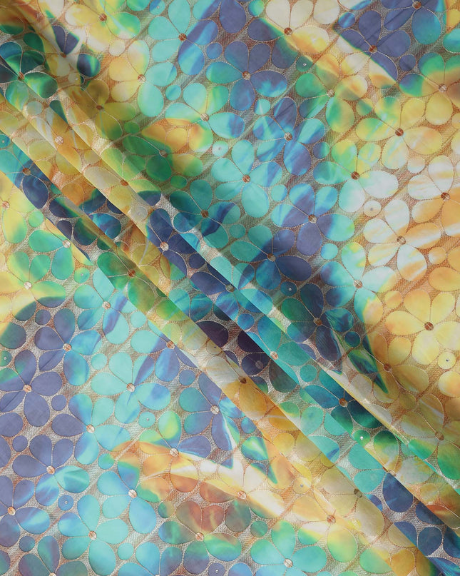 Multicolor Stained-Glass Swiss Voile Sudanese Thobe Fabric
