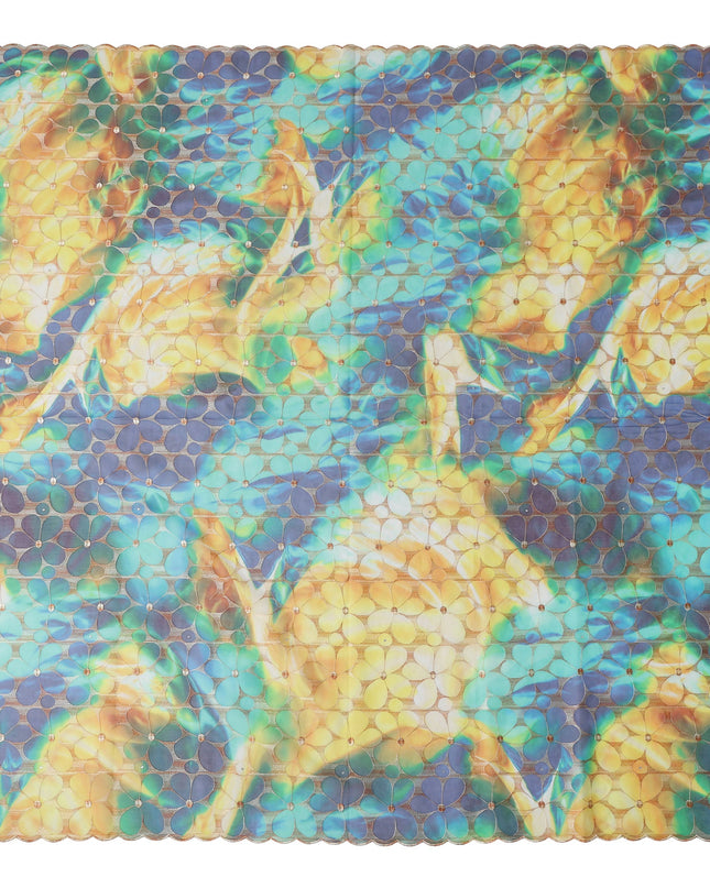 Multicolor Stained-Glass Swiss Voile Sudanese Thobe Fabric