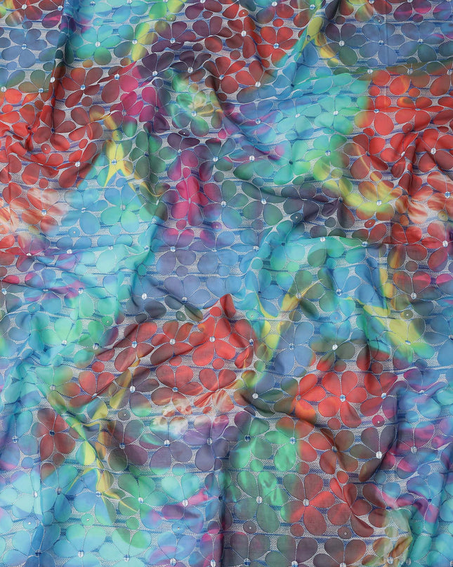 Multicolor Mosaic Swiss Voile Sudanese Thobe Fabric