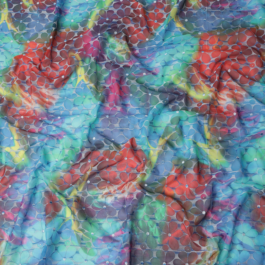 Multicolor Mosaic Swiss Voile Sudanese Thobe Fabric