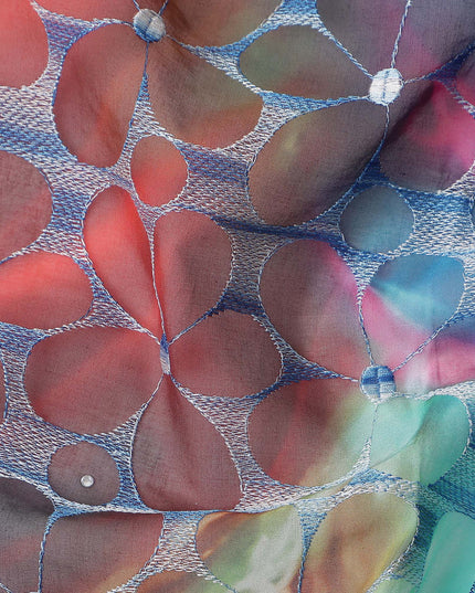 Multicolor Mosaic Swiss Voile Sudanese Thobe Fabric