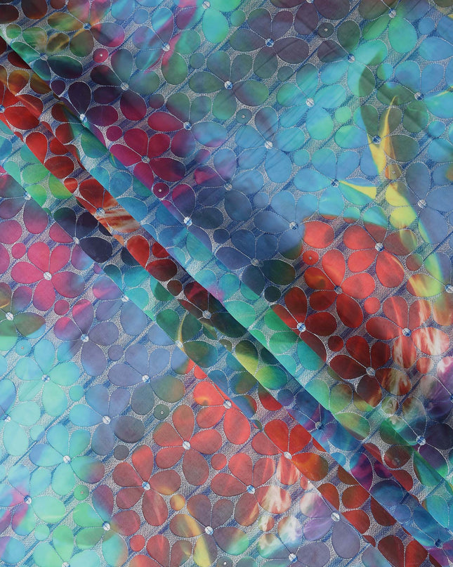 Multicolor Mosaic Swiss Voile Sudanese Thobe Fabric
