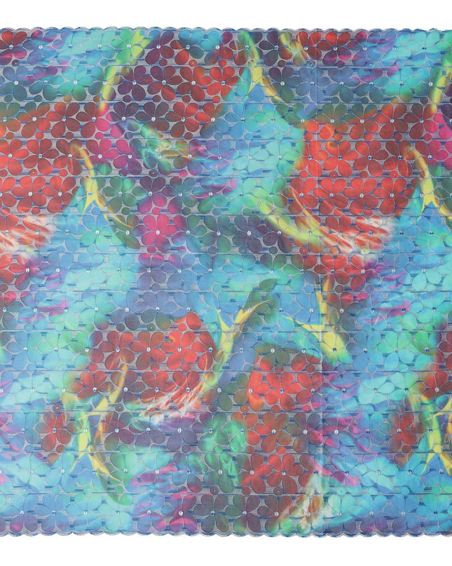 Multicolor Mosaic Swiss Voile Sudanese Thobe Fabric