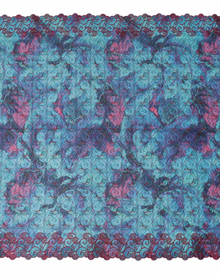 Teal and Coral Pink Swiss Voile Sudanese Thobe Fabric
