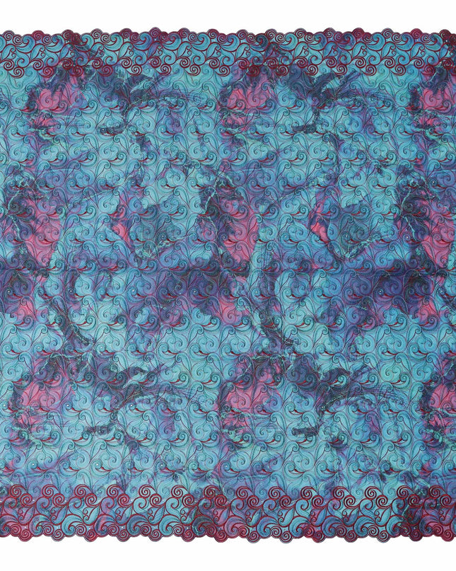 Teal and Coral Pink Swiss Voile Sudanese Thobe Fabric