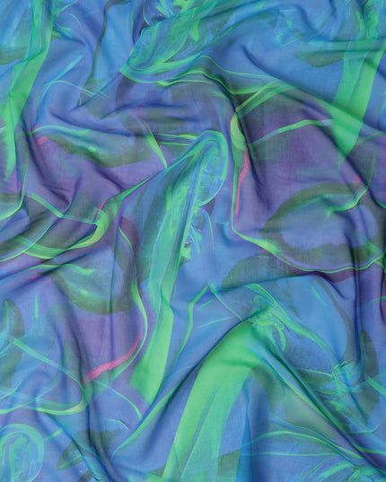 Indigo Violet Abstract Swiss Cotton Voile 140cm
