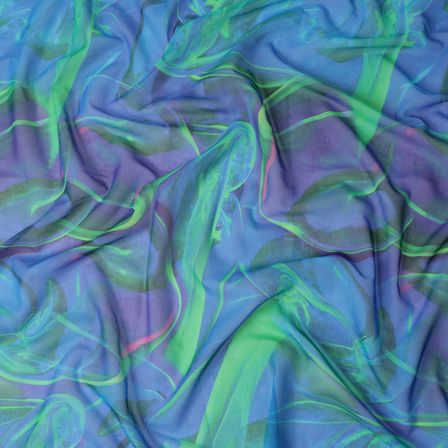 Indigo Violet Abstract Swiss Cotton Voile 140cm