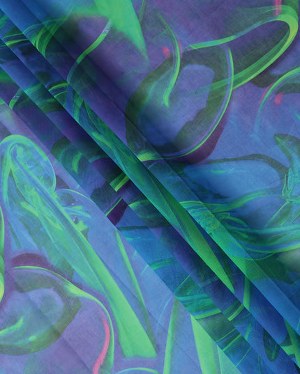 Indigo Violet Abstract Swiss Cotton Voile 140cm