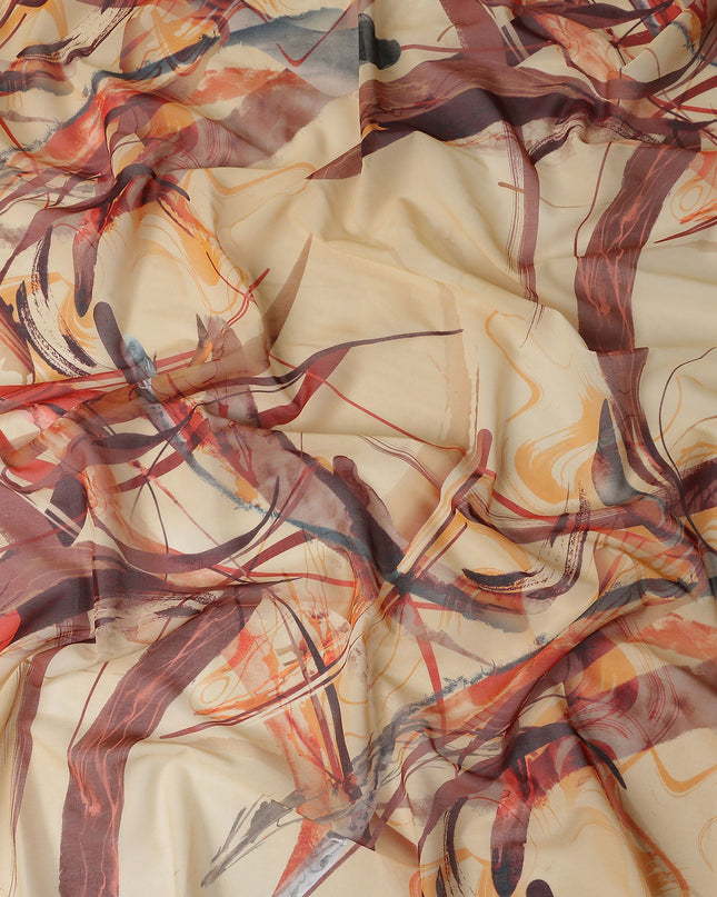 Warm Sand Beige Abstract Swiss Cotton Voile 140cm