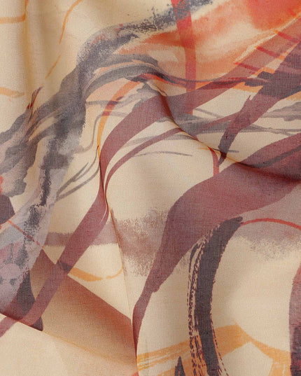 Warm Sand Beige Abstract Swiss Cotton Voile 140cm