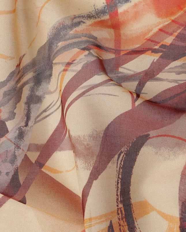 Warm Sand Beige Abstract Swiss Cotton Voile 140cm