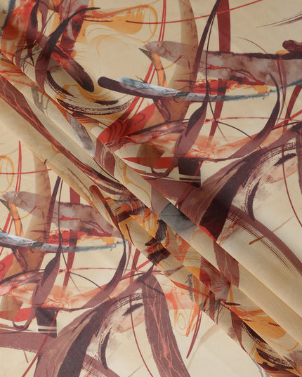 Warm Sand Beige Abstract Swiss Cotton Voile 140cm