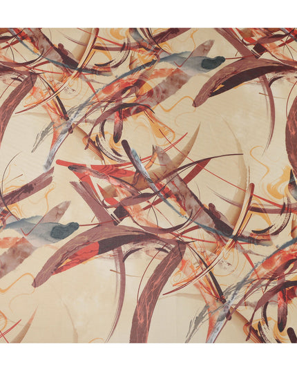 Warm Sand Beige Abstract Swiss Cotton Voile 140cm