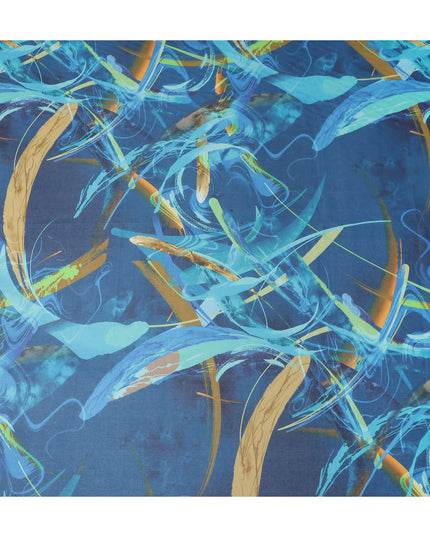 Denim Blue Abstract Swiss Cotton Voile 140cm