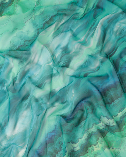 Emerald Teal Abstract Swiss Cotton Voile 140cm
